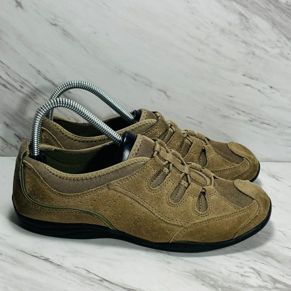 Lands’ End womens US 7.5B Suede hiking walking shoes Tan 393493 - Picture 3 of 7